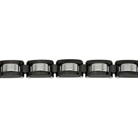 Metro Jewelry Link Bracelet for Men in Stainless Steel with Black Ion Plating Fold Over Clasp