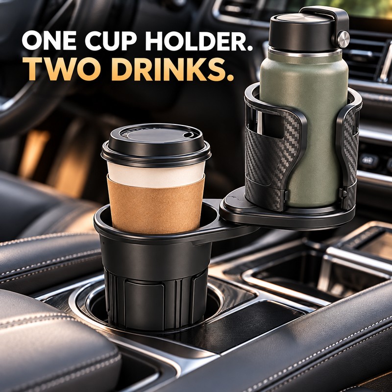 2 Pack Rotating Car Center Console Cup Holders with Double-Layer