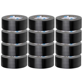 Oleitodh 12 Pack Black Duct Tape Bulk 2 inch 60 Yards Each,Strong No Residue Heavy Duty Duct Tape, All-Weather, Tear by Hand, Waterproof Tape for Indoor Outdoor Use,Multi Purpose Home Repair