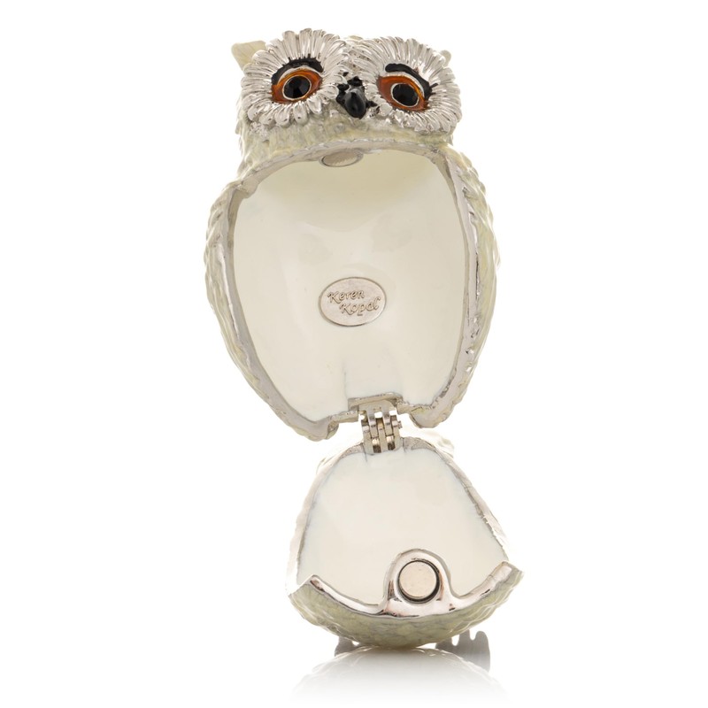 Keren Kopal Silver Owl Trinket Box Decorated with Crystals
