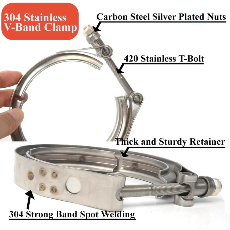 Elifecenter 3.5 Inch Exhaust V band Clamp 3-1/2" Stainless Steel