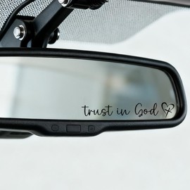4PCS Trust in God Rearview Mirror sticker, Christian Car Accessories, Car Stickers and Decals for Women, Cute car stickers, Mirror Decals, Valentines Day Gifts for Her,Fits for Women Drivers (黑色)