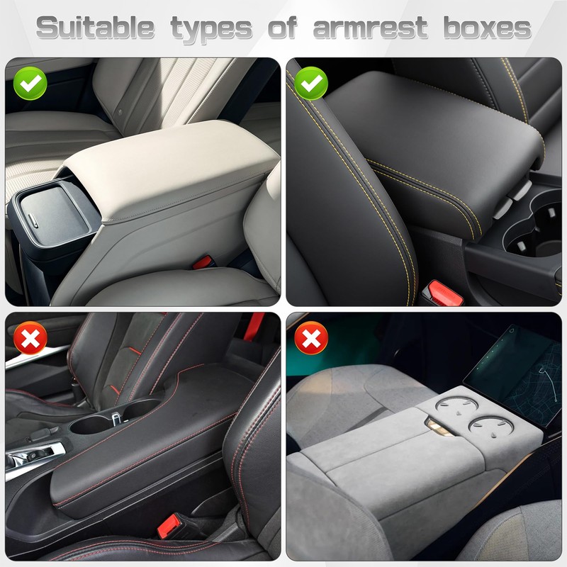 Qirc Car Armrest Cushion, Upgraded PU Leather, Car Armrest Cover