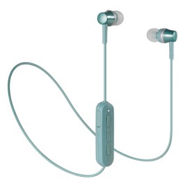 Audio Technica SoundReality Wireless Earphones Bluetooth with Remote/Microphone Green ATH-CKR300BT GR