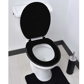 Black Round Molded Wood Toilet Seat 17 Inches