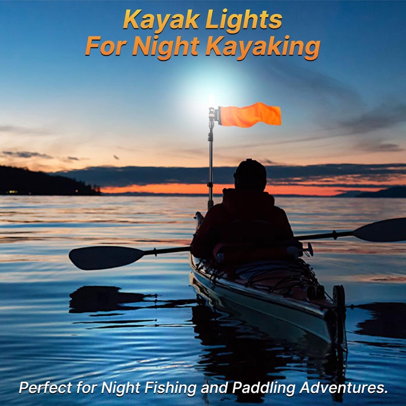 Viswiker 360 Degree Kayak LED Lights with Retractable Pole and