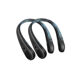 HFglobal Neck Fan, Hands Free Bladeless Personal Fan, USB Powered 3-Speed, Black-03-2pack