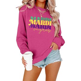 Mardi Gras Sweatshirt Women Fat Tuesday Shirts Mardi Gras Carnival Shirt Celebration Pullover Top