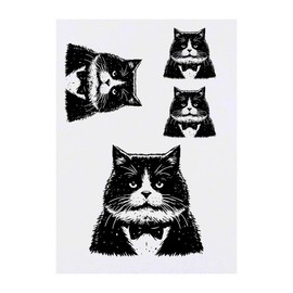 Azeeda 4 x 'Struppige Smokingkatze' Temporäre Tattoos - Wasserfest, Hautfreundlich & Ungiftig · Transfers in Verschiedenen Größen (TO00085480)