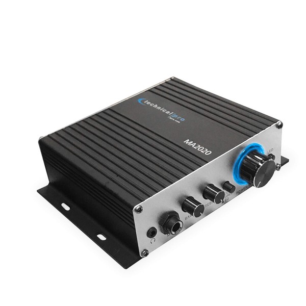 Technical Pro Class-T Stereo Mini Amplifier with Power Supply, Headphone