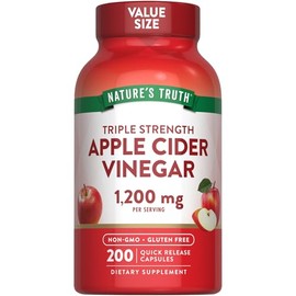 Natures Truth Vinagre de Sidra de Manzana 1200 mg 200 Cápsulas Fuerza Extra Suplemento Alimenticio Sin OMG Sin Gluten                                 
