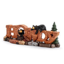 DEMDACO Bearfoots by Jeff Fleming Rustic Black Bear Howdy 9 x 3 Hand Cast Resin Table Top Figurine Sign Display