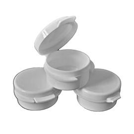 6 x 5ml Mini Hinged Lid Pots - White - Cosmetic Make Up Travel Containers - Flip Top Sample Jars - Lip Balm/Pills/edc - Pocket Size
