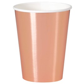 Unique Party 53276 - 12oz Foil Rose Gold Paper Cups, Pack of 8