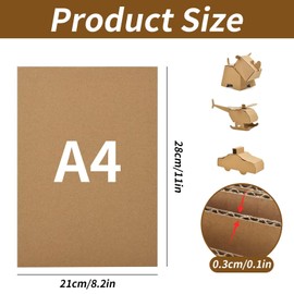 20 PCS A4 Corrugated Cardboard Sheets, Thickned Large Kraft Board, A4 (210 x 300 mm) Thick Cardboard Sheets, for Painting, Modeling, Arts, Craft, DIY, Packaging