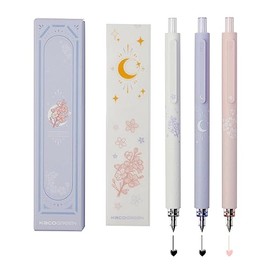 Kaco Bolígrafos de Gel Lindos Artículos de Papelería 3 Piezas 0.5mm Punta Fina, Bolígrafos de Secado Rápido para Diario Suministros de Oficina Estétic
