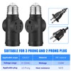 3 Prong Light Socket to Plug Adapter,E26 Outdoor Light with