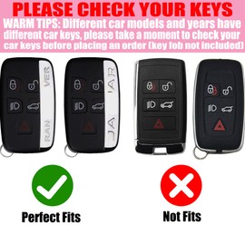 Key Fob Cover with Keychain Car Key Holder Compatible with Land Rover Range Rover Evoque Sport Velar Land Rover Discovery Jaguar F-Pace F-Type XE XEL XF XFL XJ, 5 Buttons (Blue)