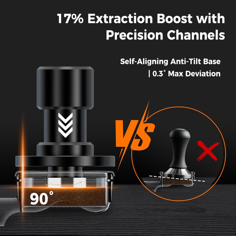 IKAPE 58.35MM V6 Impact Espresso Tamper with Sound Feedback, 15lb/30lb