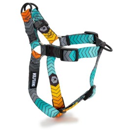 Wolfgang Premium No Pull Dog Harness, Small Dog Harness, Durable & Easy to Clean Nylon with Quick Clip Buckles, for Training & Daily Use, Made in USA, ChevTech Print (5/8 Inch x 12-18 Inch)