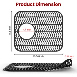 Kitchen Sink Mats, TOOVEM 2PCS Non-Slip Heat Resistant Silicone Sink Mats Protectors Kitchen Sink Mat for Bottom of Farmhouse Stainless Steel Porcelain, 13.58 x 11.6 Inch