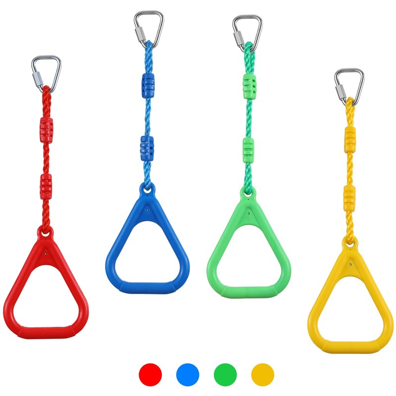 4 Colorful Ninja Rings, Gymnastic Rings Trapeze Swing Bar Ring