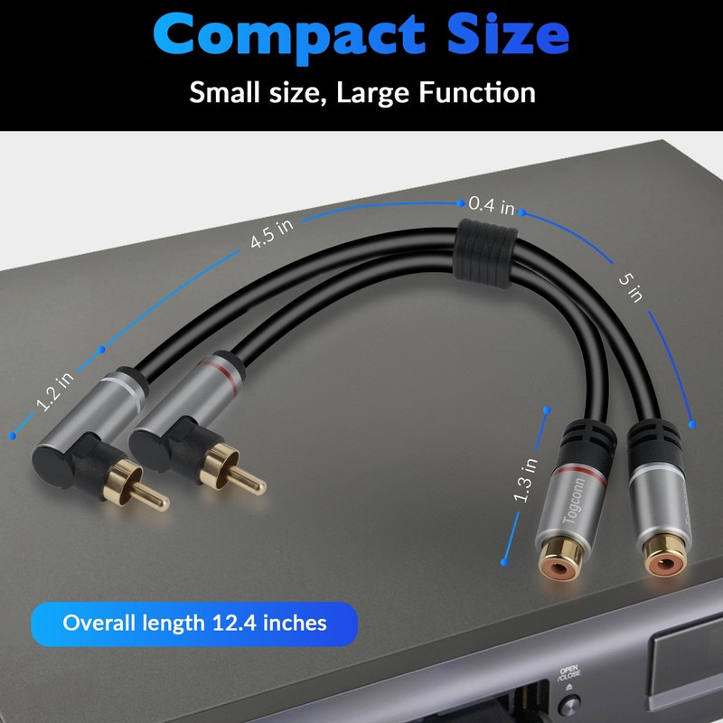 Togconn RCA Extension Cable, 2RCA Male to 2 RCA Female