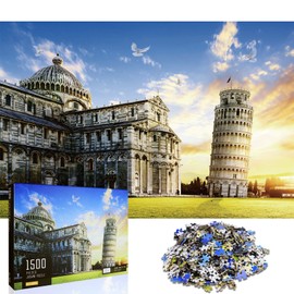 Newtion 1500 Piece Kids Adult Puzzle - Leaning Tower of Pisa - Large, 32" L x 24" W, Jigsaw Puzzles Educational Intellectual Decompressing Fun Game