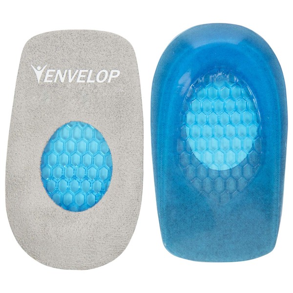 Envelop Gel Heel Cups - Heel Cushion for Women, Men, Bone Spur, Plantar Fasciitis Support - Shoe Inserts Provide Foot Pain Relief for Achilles, Feet Arch, Kids - Shock Absorbing Protector Pad (Large)