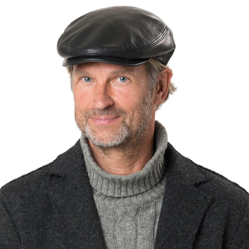 Lierys Nappa Leather Flat Cap Men's Cap - Leather Cap