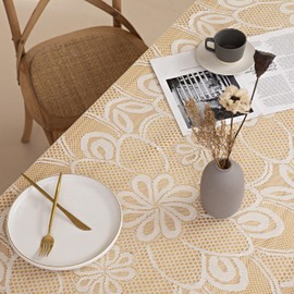 GEFEII White Lace Tablecloth Rectangular for Rectangle Table Crochet Lace Tablecloths Oblong 60"X104" for Kitchen Wedding Party Decoration