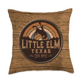 Little Elm Texas TX Retro Style Rodeo Cowboy Throw Pillow