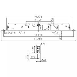 11-3/4" Multi-Point Mortise Lock for Sliding Patio Glass Doors with Face Plate, No Anti-Slam Pin | Two-Point Replacement Lock | Compatible with Center or Offset Latch