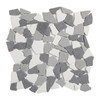 Soulscrafts Pebble Tile for Shower Floor, Grey with White Geometric
