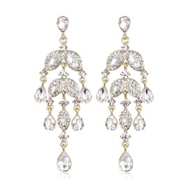Clearine Beautiful Shiny Rhinestone Drop Marquise Cluster Chandelier Long Dangle Earrings for Women Wedding Party Prom Jewellery, Crystal