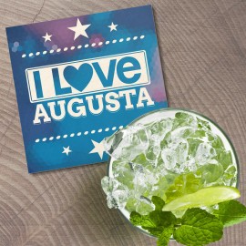 Unbranded I Love Augusta City United States Slogan 4'' X 4'' Square Wooden Coaster