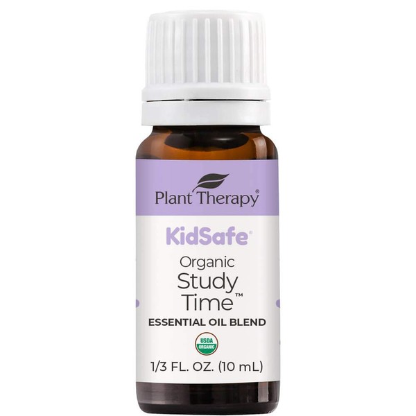 Plant Therapy KidSafe Organic Study Time Essential Oil Blend for Focus, Mind Calming, Concentration Blend for Kids 100% Pure, Undiluted, Natural Aromatherapy, Therapeutic Grade 10 mL (1/3 oz)