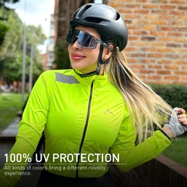 KAPVOE Polarised Cycling Glasses Men Women Road Bike Glasses 3 Interchangeable Lenses TR90 Frame Sports Sunglasses UV400 Protection Cycling MTB Cycling Glasses Running Volleyball Baseball Golf