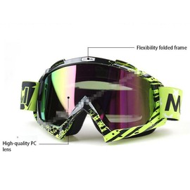 Wonzone Motocross Winter Sports Snowmobile Snowboard Ski Goggles Anti-Fog UV Protection,Windproof Eyewear Protective Glasses (Green, Clear)