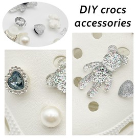 ZEPIQOR Pack of 16 Shoe Badges, Shoe Charms, Children's Shoe Charms, Pearl Shoe Pendants, Diamante Shoe Jewellery for Girls, Boys, Children