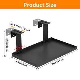 Fardtry 2 Pcs Office Cubicle Shelf with Adjustable Hooks, 10''L x 6''W Metal Storage Organizer, Cubicle Hanging Rack for Plants, Figurines, Picture Frames (Black)