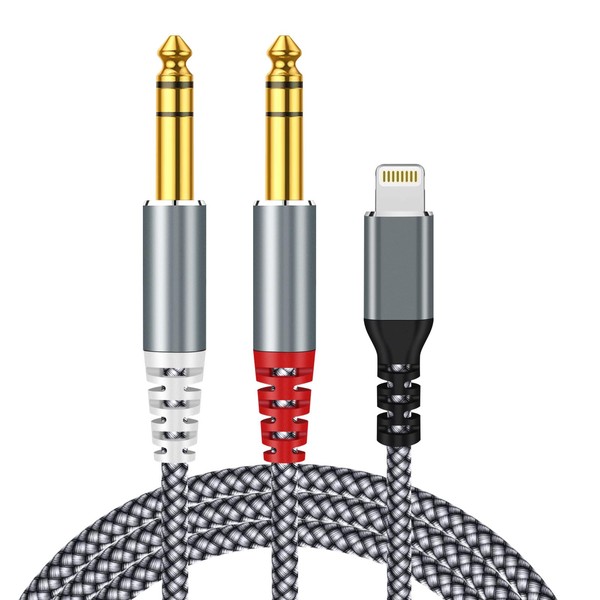 6.6FT Dual 1/4" Stereo Audio Cable Compatible with Lightning to