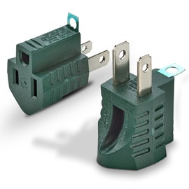 3-Prong to 2-Prong Grounding Adapter Plug - 2 Piece for Wall Outlets - Converters for Outlets, Electrical, Household, Workshops, Industrial, Machinery, Appliances - UL Listed, Green, Polarized