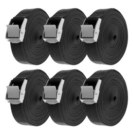 JIAYUET 6Pack Cam Buckle Tie Down Straps with Cam Buckle,5m x 25mm Black Adjustable Lashing Straps for Truck, Bicycle,Boat