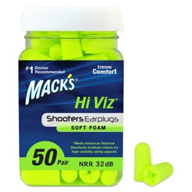 Mack's Hi Viz Soft Foam Shooting Earplugs, 50 Pair - Most Visible Color, Easy Compliance Checks, 32dB High NRR - Comfortable, Safe Ear Plugs for Hunting, Tactical, Target Shooting