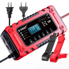 12V 6A Smart Battery Charger w/ Adapter Mode for AGM LiFePO4, Cars,Boat,Truc