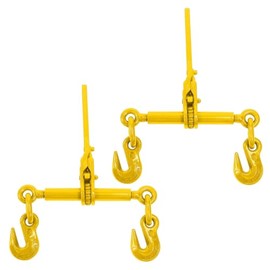 Stark USA 5/16" - 3/8" Ratchet Binders 5,400 LBS Secure Working Load, Hooks and Adjustable Length, Tie Down, Hauling, Towing, 2-Pack