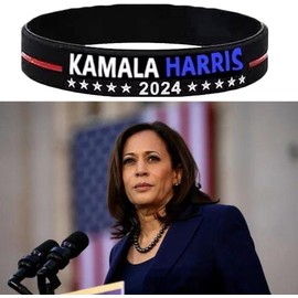 Generic Kamala Harris Bracelets 2024 Vote Bracelet Kamala Merch Silicone Wristbands Patriotic Bracelet for Women Men Kamala Harris Merch Kamala Harris for President (Style 1), Black