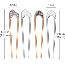 4pcs U-Shape Hairpins,Alloy Shell Retro Hair Chopsticks U-shaped Hair Sticks Hair Forks for Women Girls