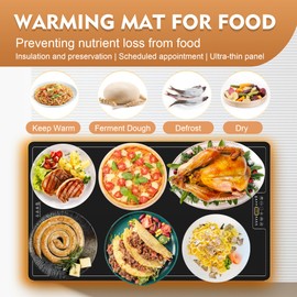 TOPRATED Large Electric Warming Tray(32x18 inch)，Commercial Metal Food Warmer with Thermostat and Full Surface Heating, Food Warming Mat with 8 Temperature Modes for Parties Buffet,Catering Hot Plate